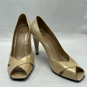 Classic Cream Stuart Weitzman Open Toed Heels